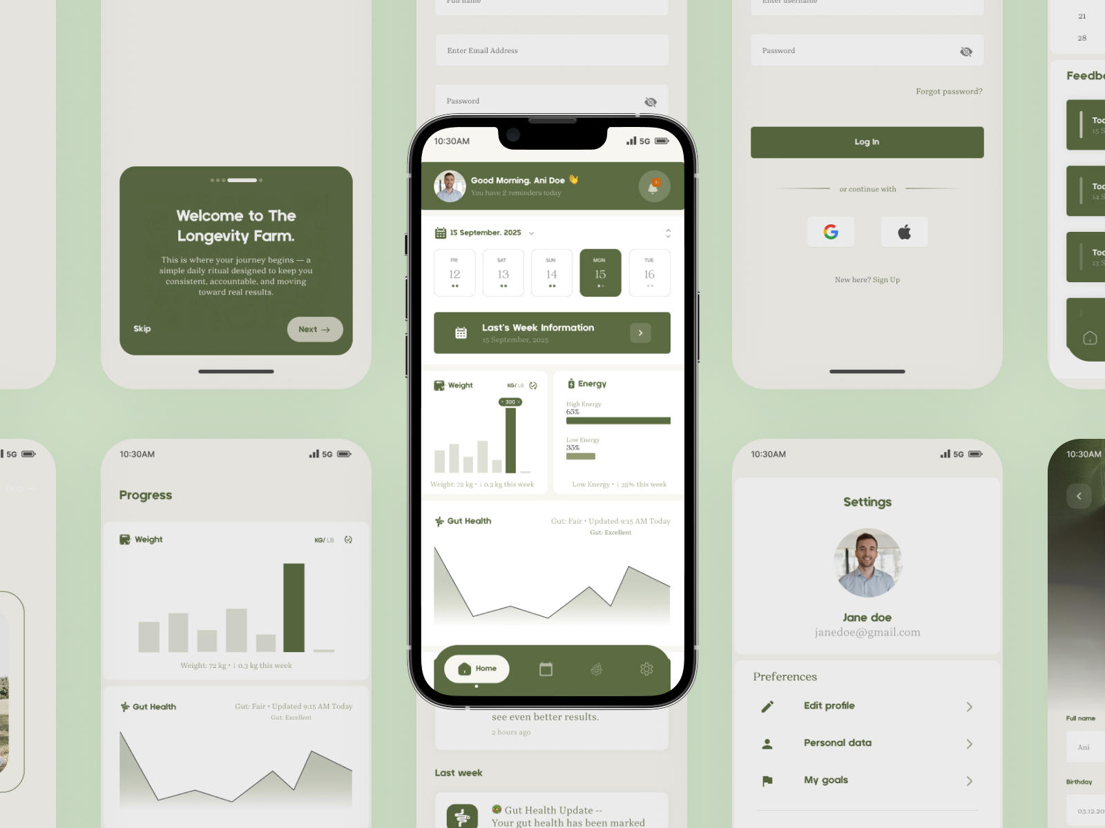 Longevity Farm — Health & Wellness Mobile App UI/UX project preview